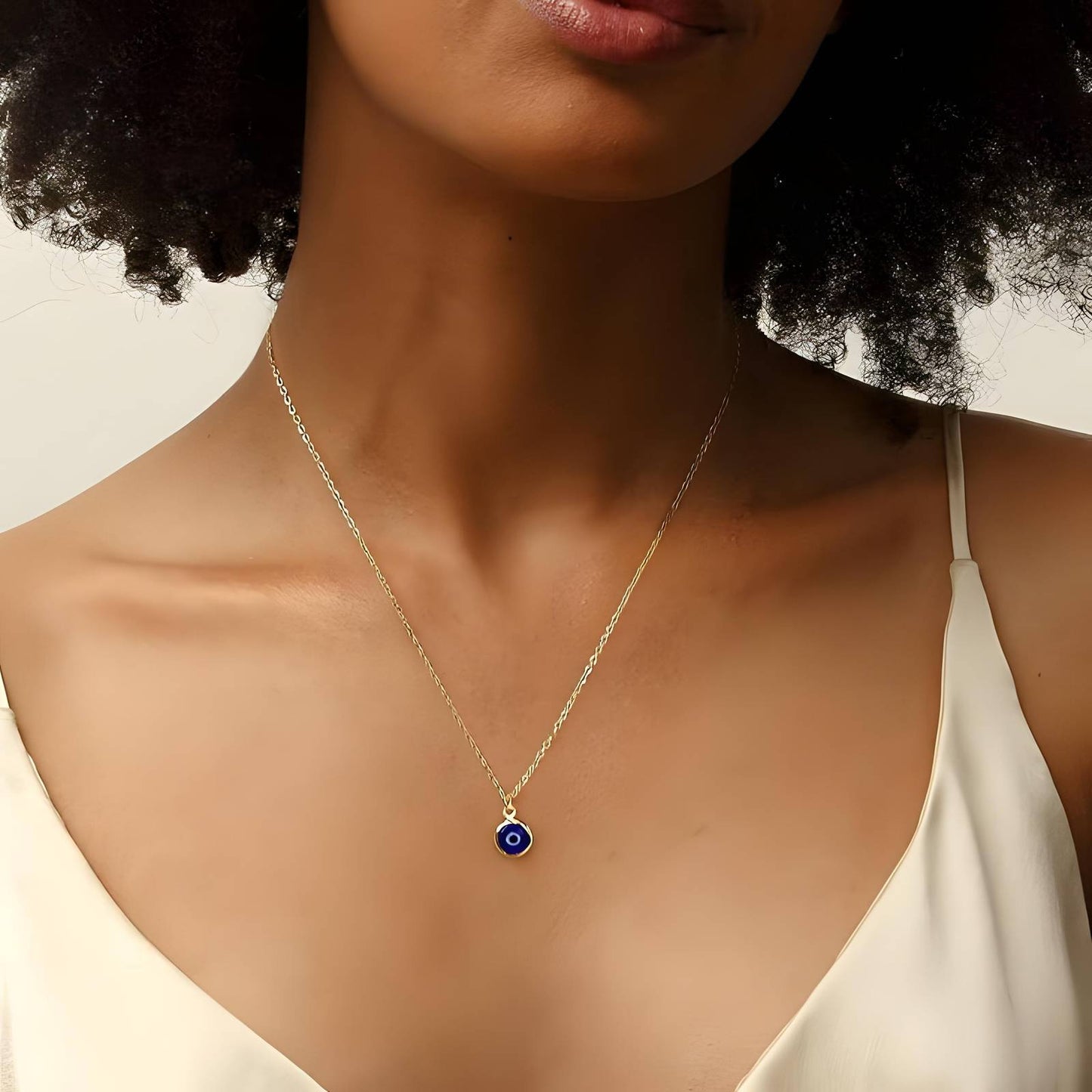 "Evil Eye" Necklace, 18K Gold Plated Steel Item#  87152-0