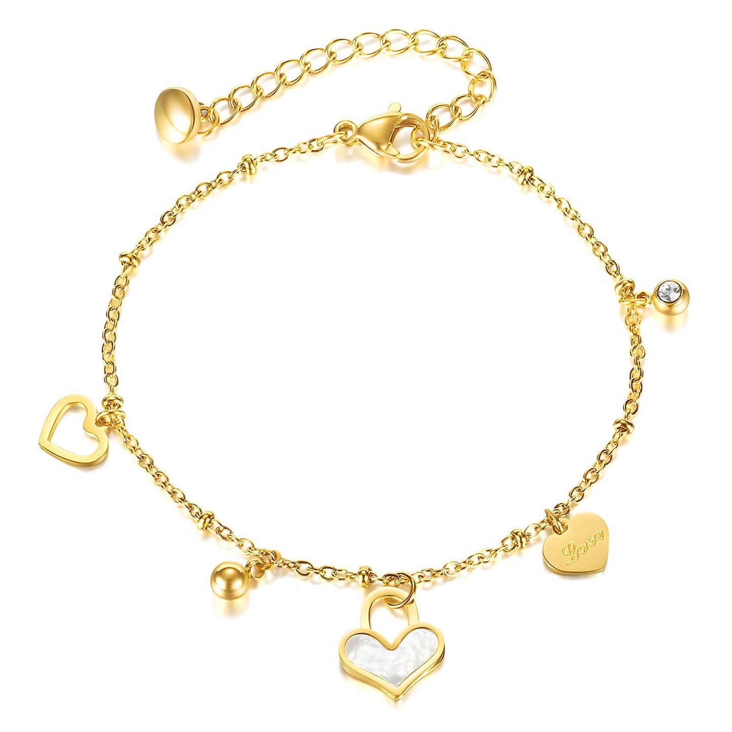 "Hearts" Bracelet, 18K Gold Plated Steel Item# 87316-0