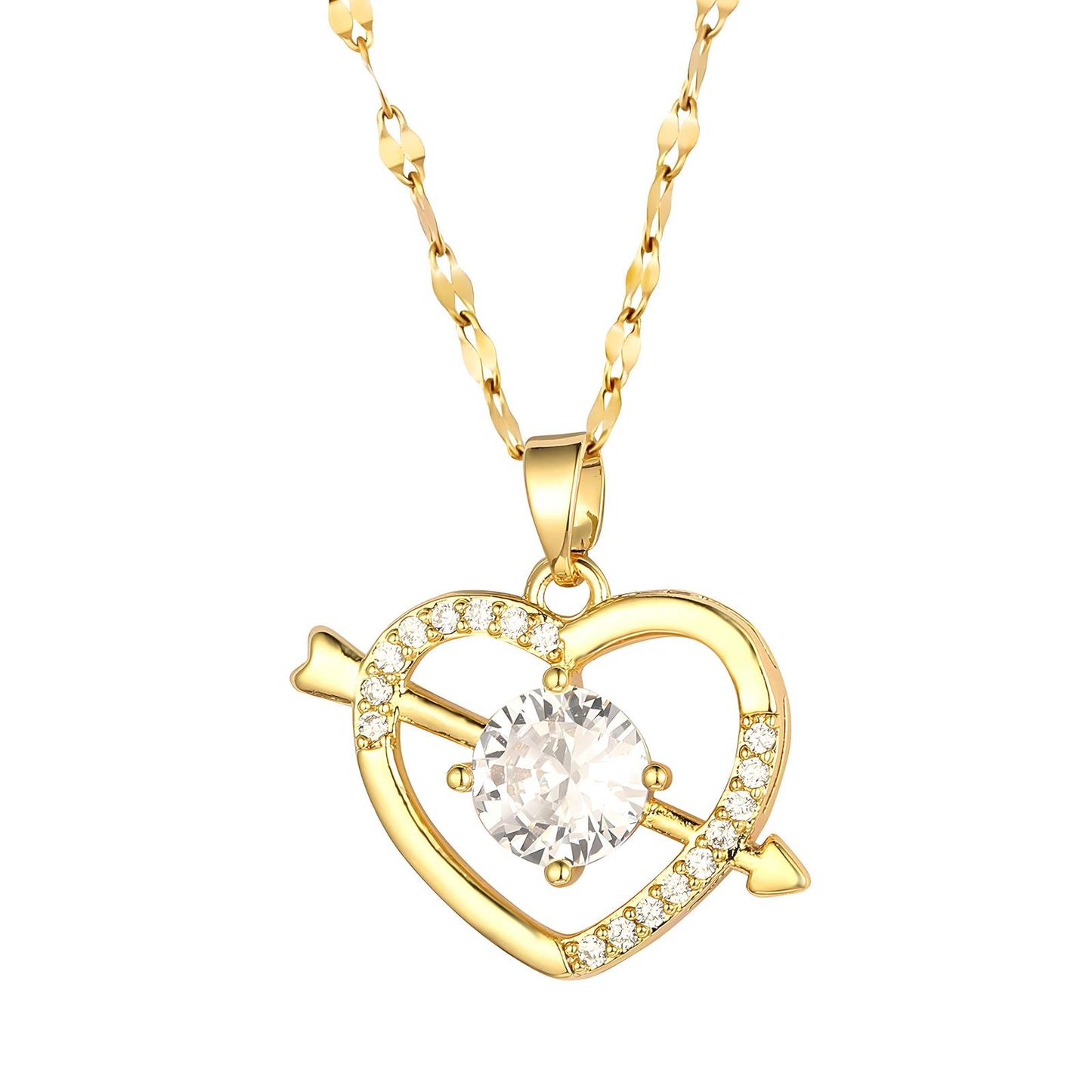 "Hearts" Necklace, 18K Gold Plated Steel Item# 87357-0