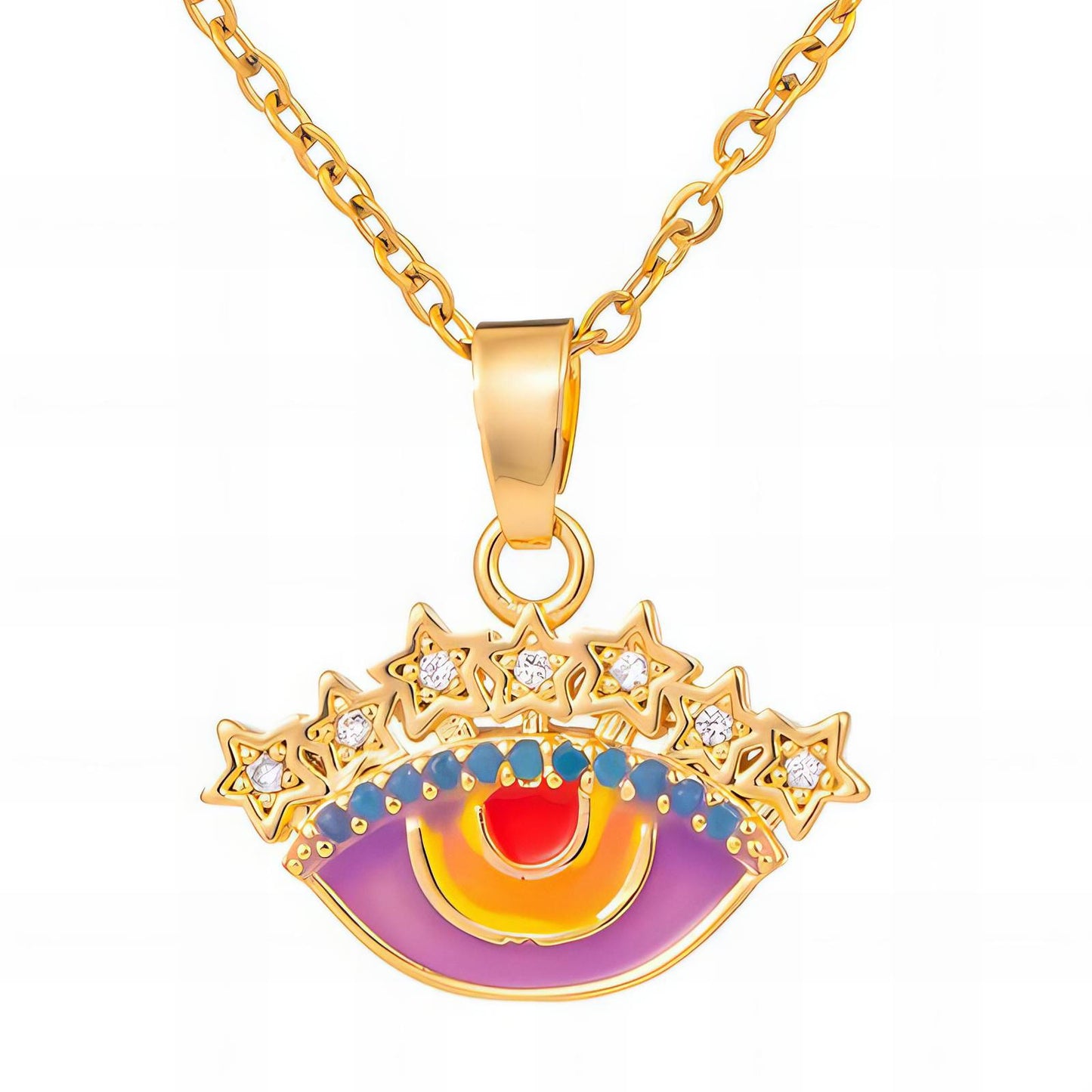"Evil Eye" Necklace, 18K Gold Plated Steel Item# 87889-0