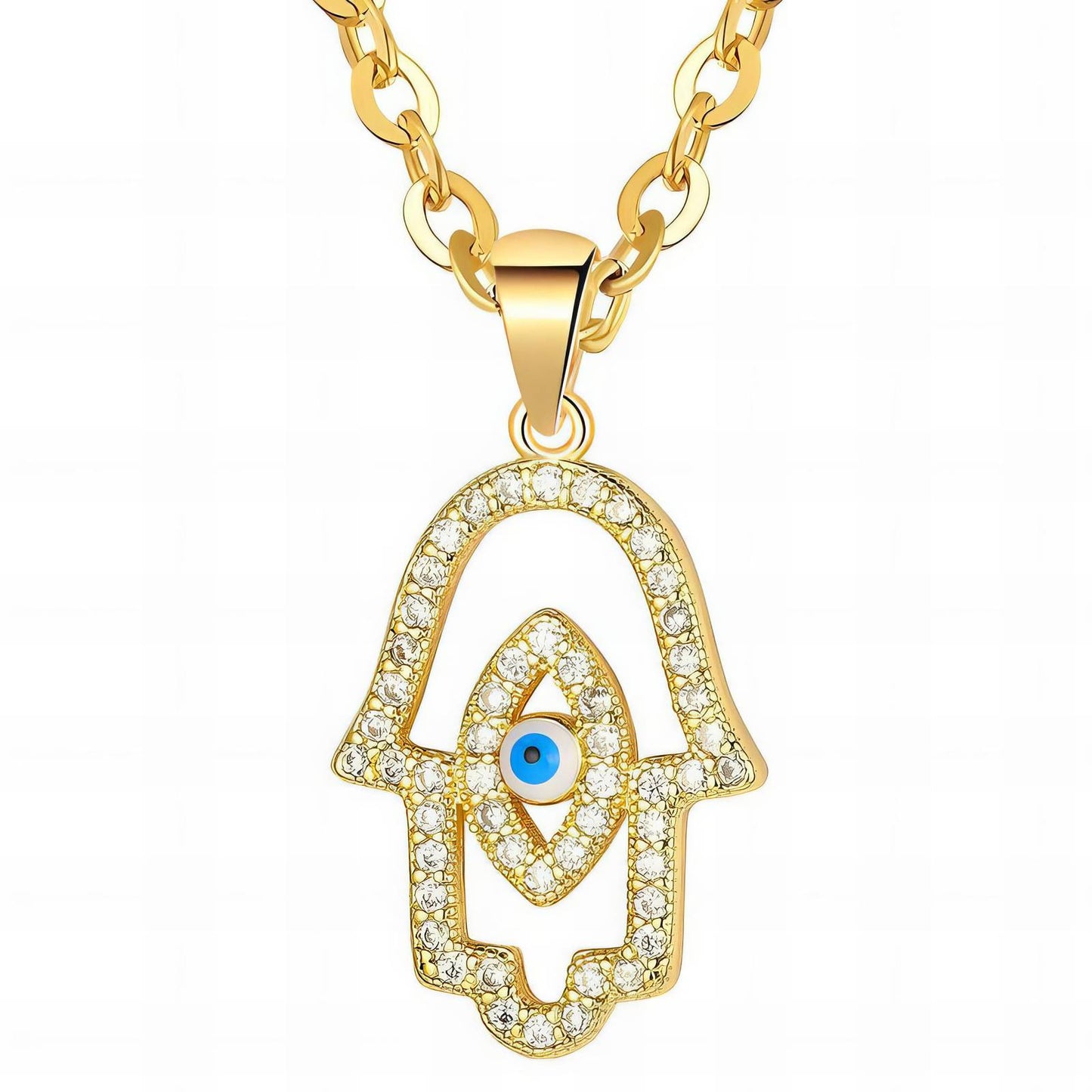 "Evil Eye" Necklace, 18K Gold Plated Steel Item# 88323-0