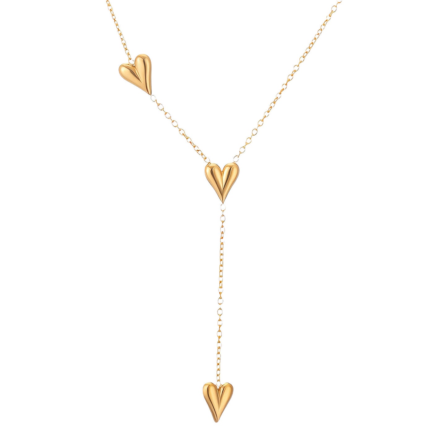 "Hearts" Necklace, 18K Gold Plated Steel Item# 90331-0