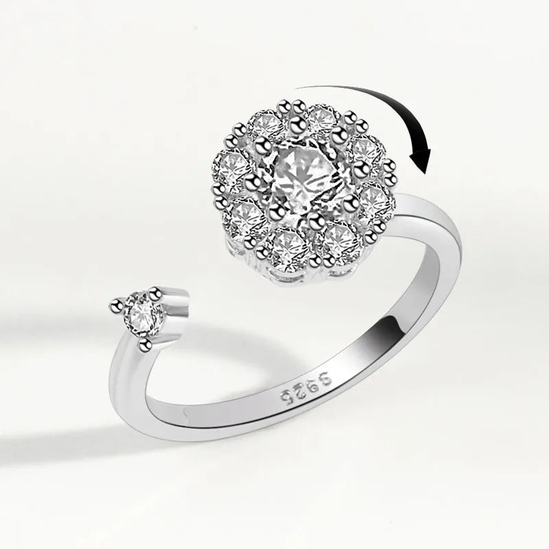 Fidget Ring. adjustable-opening, white Gold Color Item# Nj1048