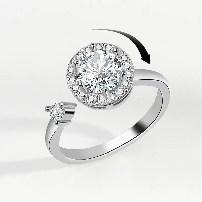 Fidget ring-White Gold Color Item#Nj1043 with Adjustable Opening-Spins for Anxiety relief