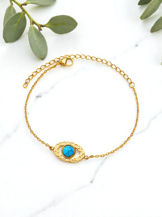 "Evil Eye" Bracelet, 18K Gold Plated Steel Item# 90229-0