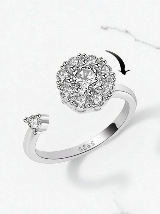 Fidget Ring. adjustable-opening, white Gold Color Item# Nj1048