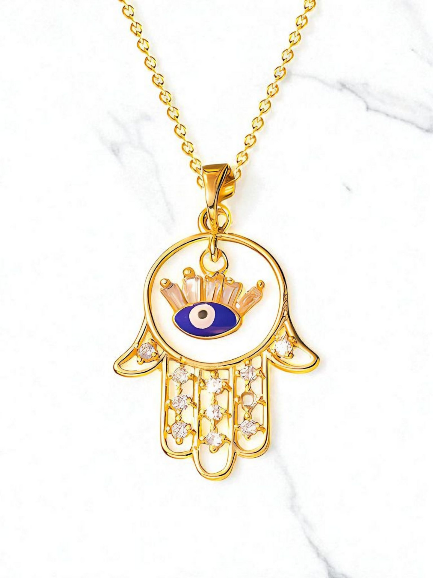 "evil eye" Necklace, 18K Gold Plated Steel Item# 88321-0