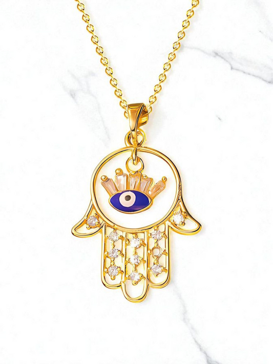 "evil eye" Necklace, 18K Gold Plated Steel Item# 88321-0