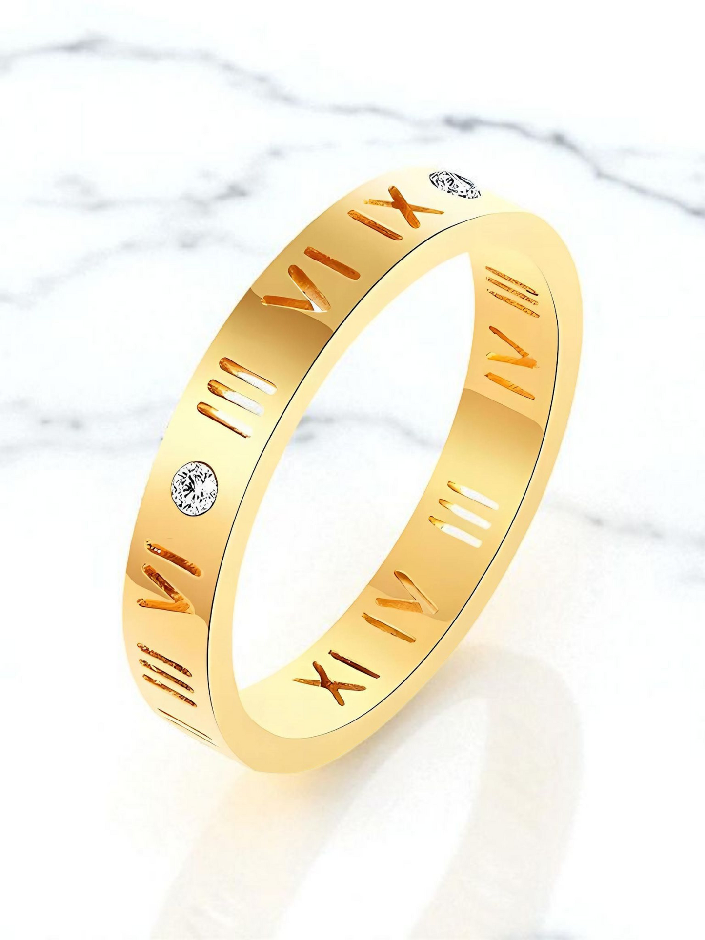 Ring, 18K Gold Plated Steel Item# 87974-0, size 8