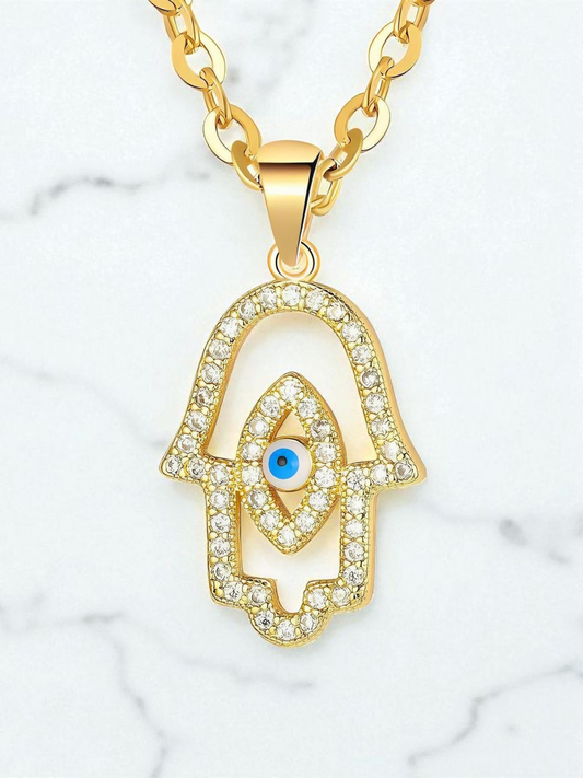 "Evil Eye" Necklace, 18K Gold Plated Steel Item# 88323-0