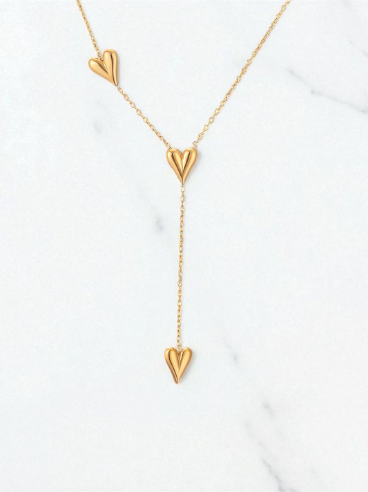 "Hearts" Necklace, 18K Gold Plated Steel Item# 90331-0