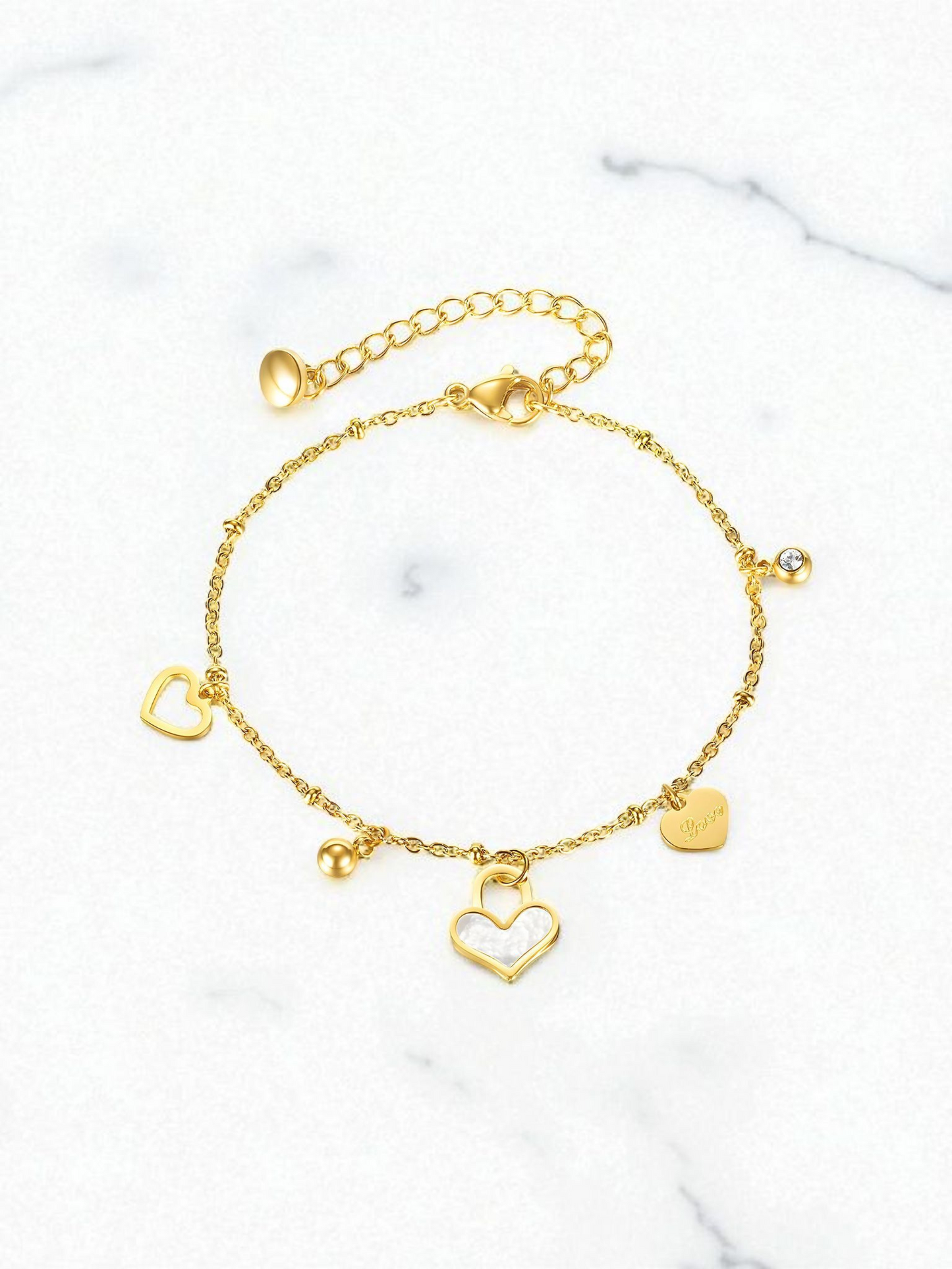 "Hearts" Bracelet, 18K Gold Plated Steel Item# 87316-0