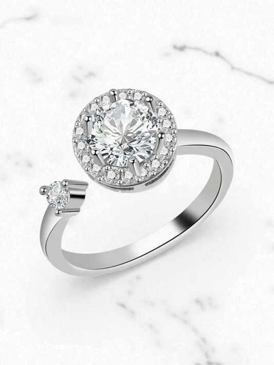 Fidget ring-White Gold Color Item#Nj1043 with Adjustable Opening-Spins for Anxiety relief
