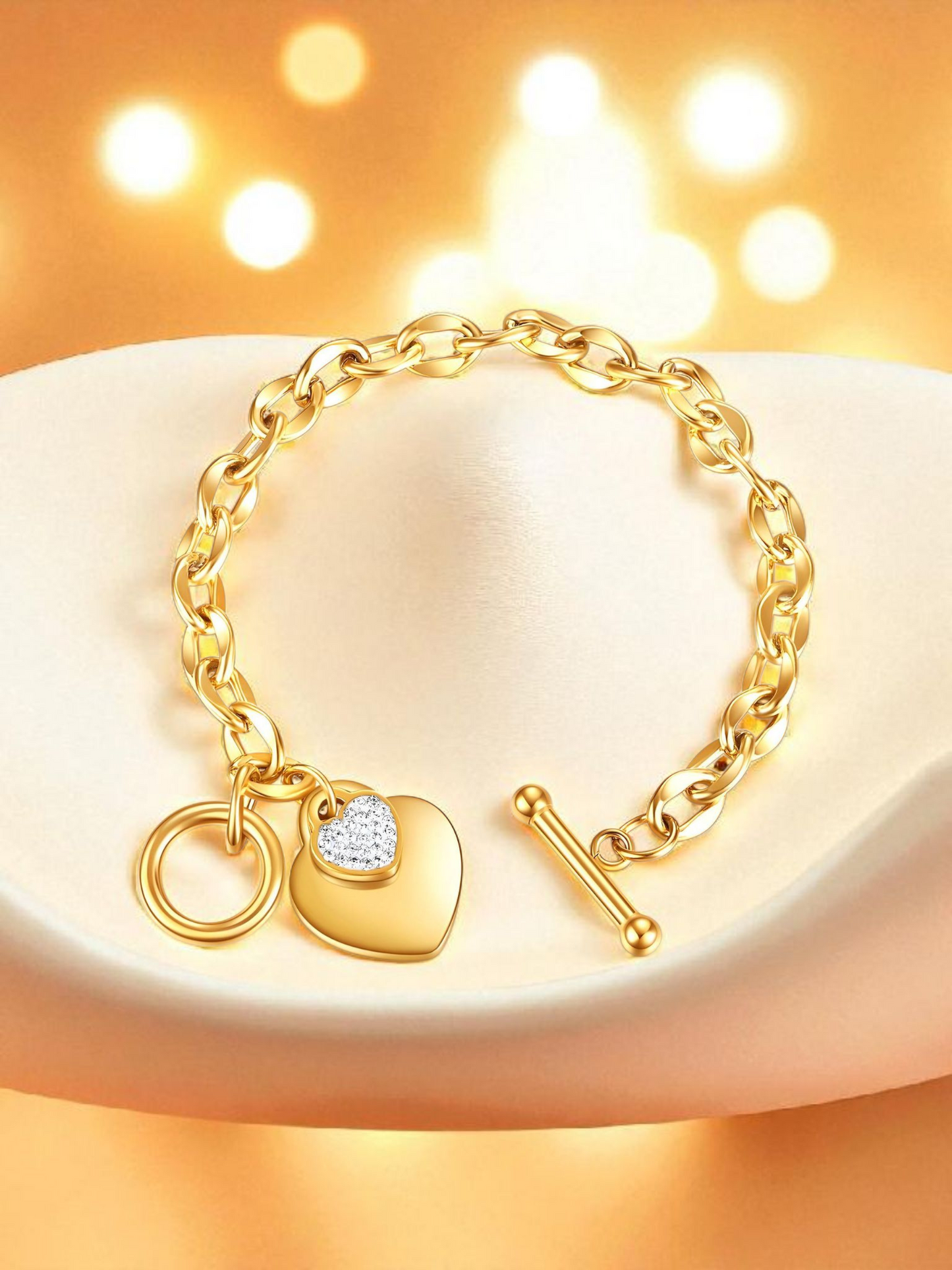 "Hearts" Bracelet, 18K Gold Plated Steel Item# 87722-0