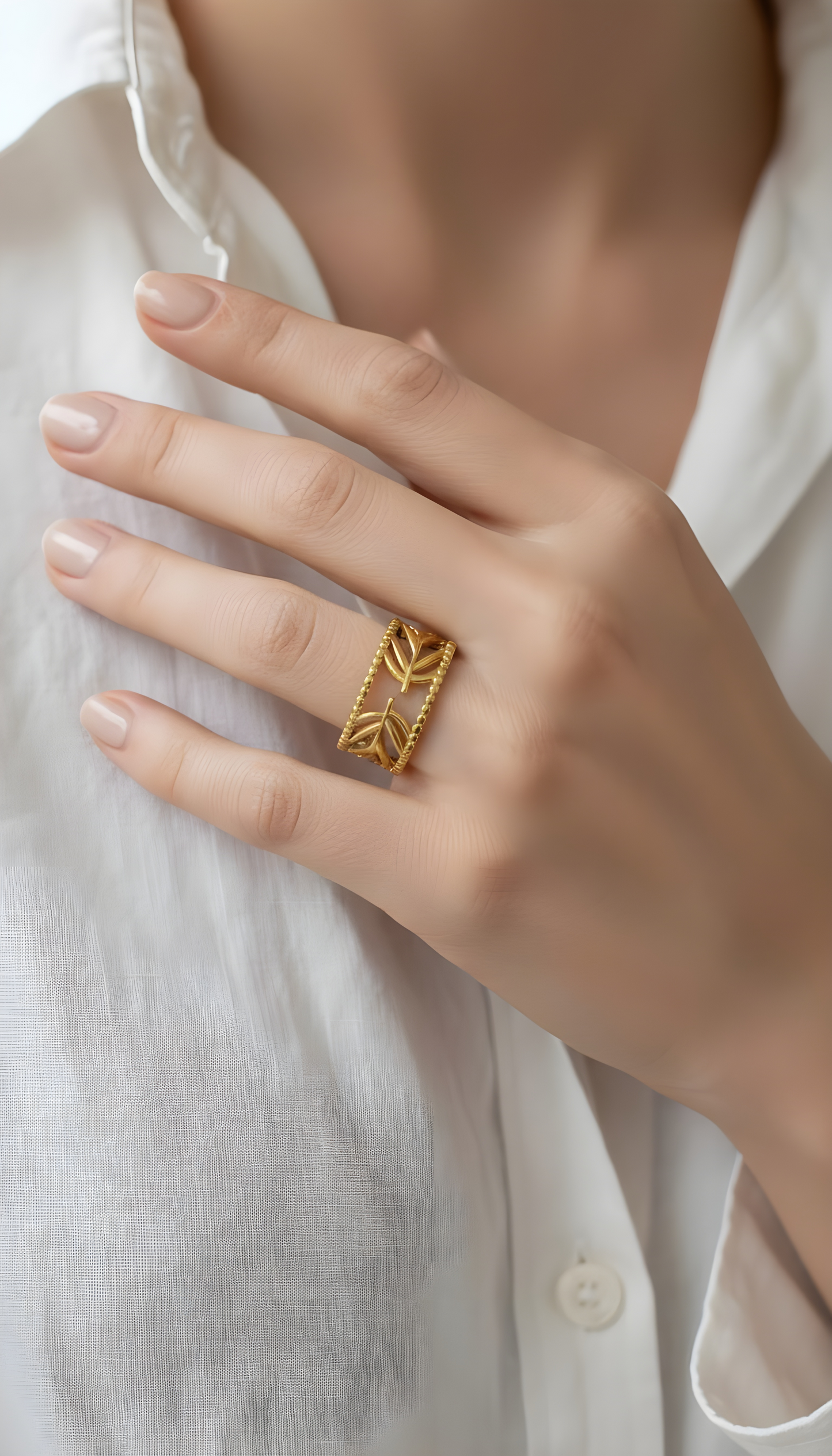 Geometric-Golden Leaf Ring -Item# NH42521643