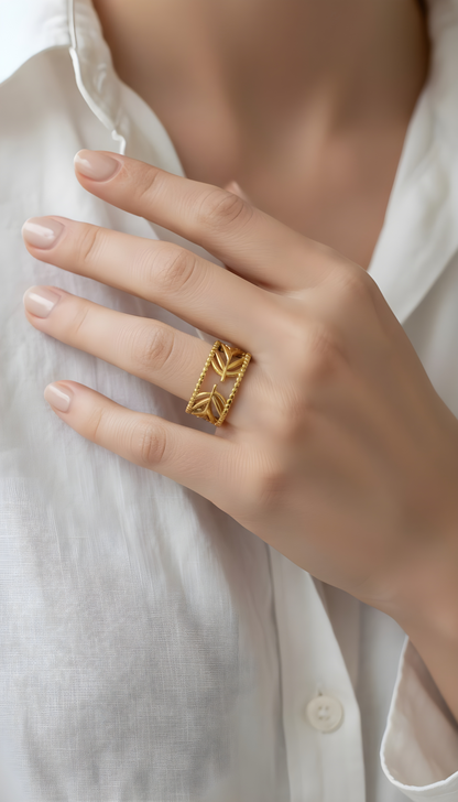 Geometric-Golden Leaf Ring -Item# NH42521643
