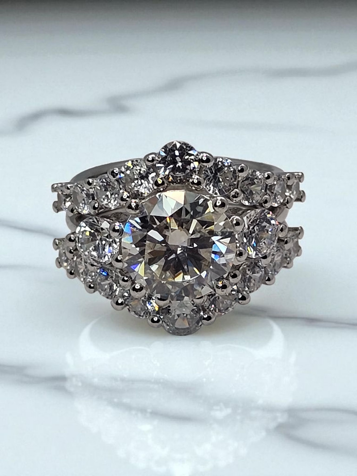 Large 3 CT Marquise 925 Sterling silver Moissanite Couple ring set