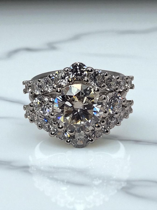 Large 3 CT Marquise 925 Sterling silver Moissanite Couple ring set