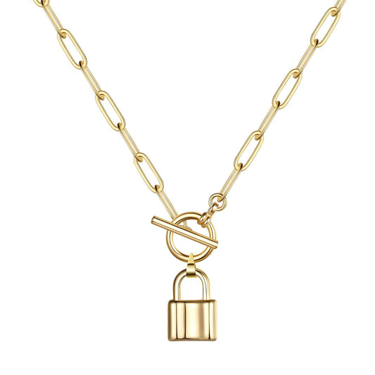 "Lock" Necklace, 18K Gold Plated Steel 87182-0