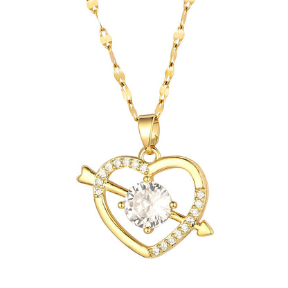"Hearts" Necklace, 18K Gold Plated Steel Item# 87357-0