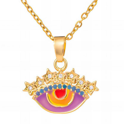 "Evil Eye" Necklace, 18K Gold Plated Steel Item# 87889-0