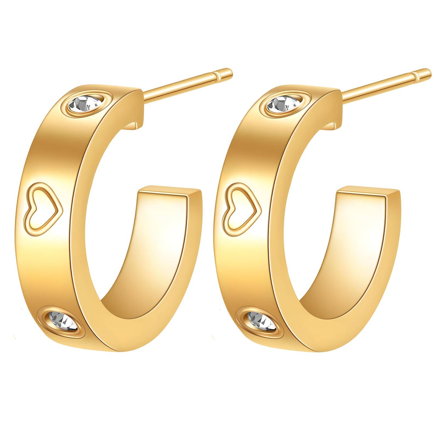 "Hearts" Earrings, 18K Gold Plated Steel Item# 88197-0