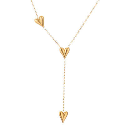 "Hearts" Necklace, 18K Gold Plated Steel Item# 90331-0