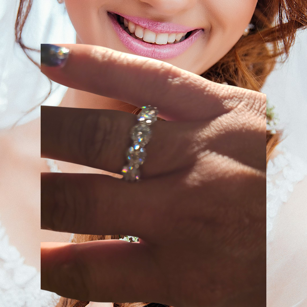 Hot Sale Classic 5mm 0.5CT   Sterling Silver personalized Moissanite Eternity Band Tennis Ring for women