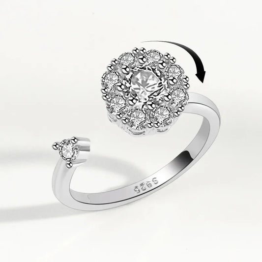 Fidget Ring. adjustable-opening, white Gold Color Item# 1043