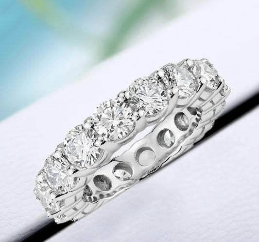 Hot Sale Classic 5mm 0.5CT   Sterling Silver personalized Moissanite Eternity Band Tennis Ring for women