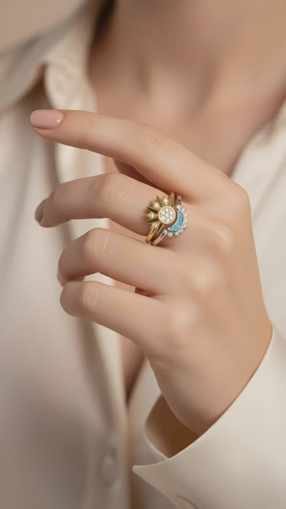 Copper 18K Gold Plated Inlay Sun Moon Item# NH43213815