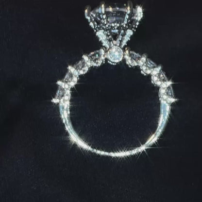 Luxury Silver Plated Brilliant round cut side diamonds Item#F1393