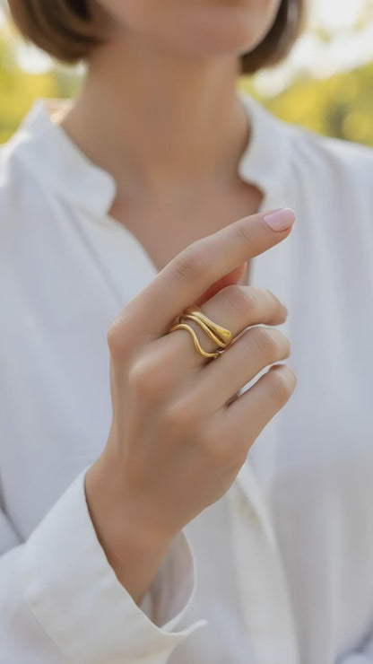 18k plated Golden lines ring open adjustable ring, $22.00