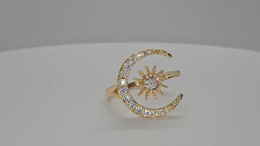 Crescent moon and star adjustable ring. ITEM# Q486 $16.99