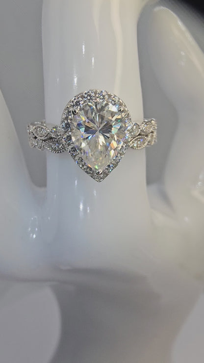 Double Stack Moissanite Pear Shape Ring S925 Sterling Silver Item# RGO19557 $199.00