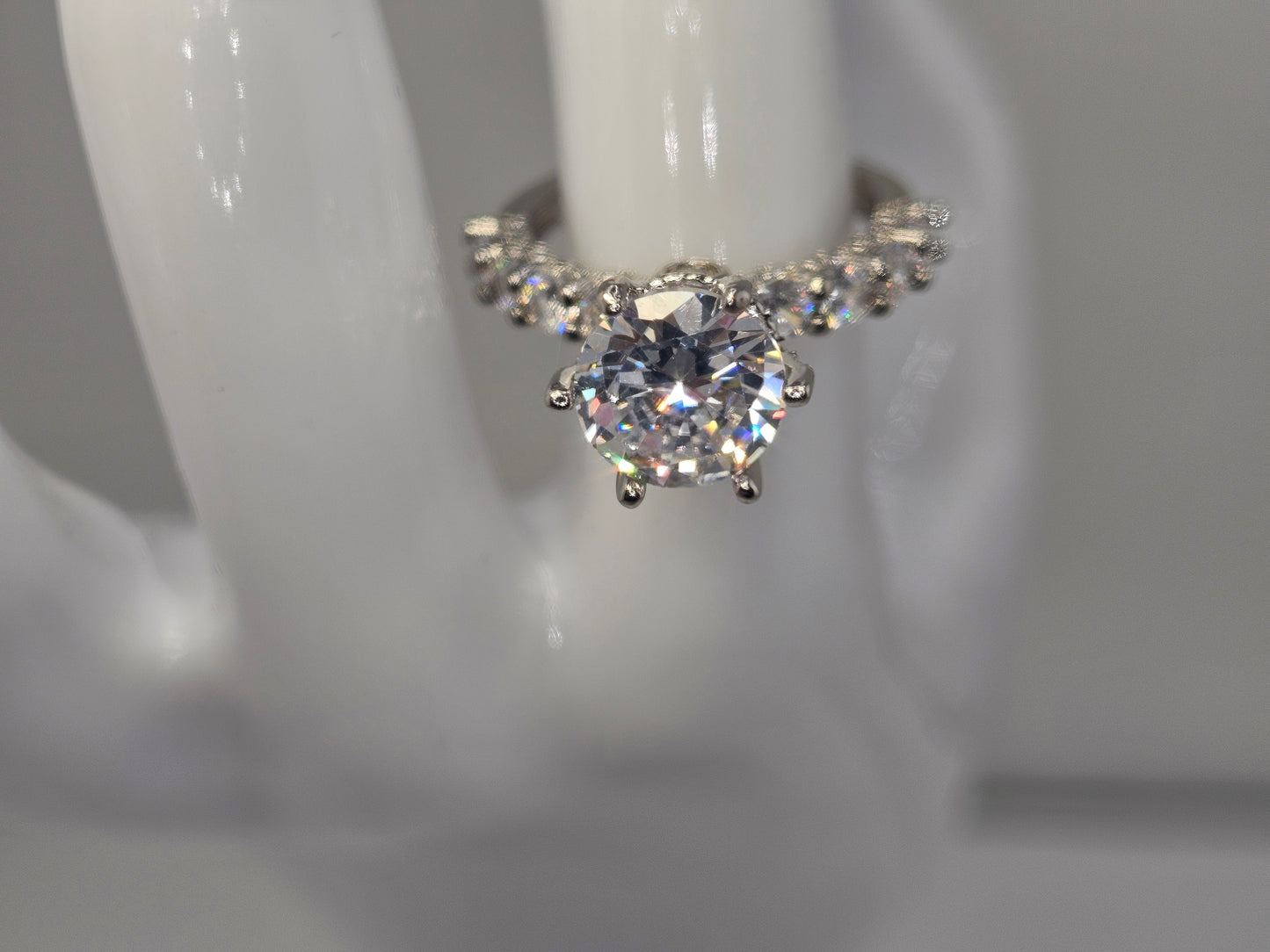 Luxury Silver Plated Brilliant round cut side diamonds Item#F1393