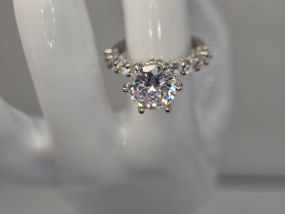 Luxury Silver Plated Brilliant round cut side diamonds Item#F1393