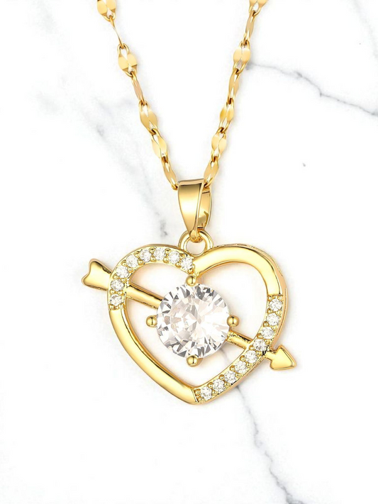 "Hearts" Necklace, 18K Gold Plated Steel Item# 87357-0