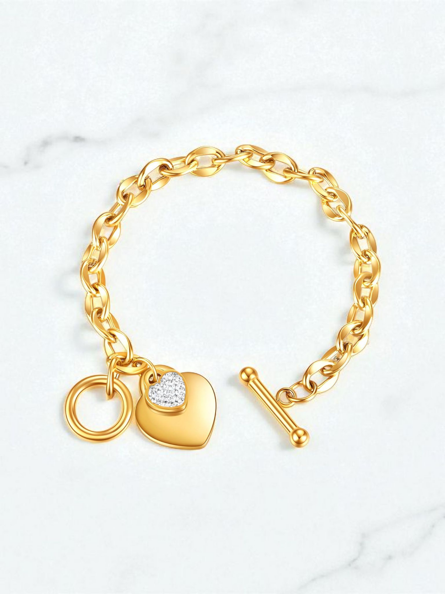 "Hearts" Bracelet, 18K Gold Plated Steel Item# 87722-0