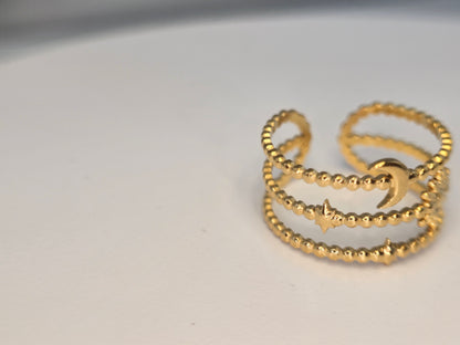 18K Gold Plated Golden Star Moon Ring Open adjustable ring Item#NH42521635 $29.00
