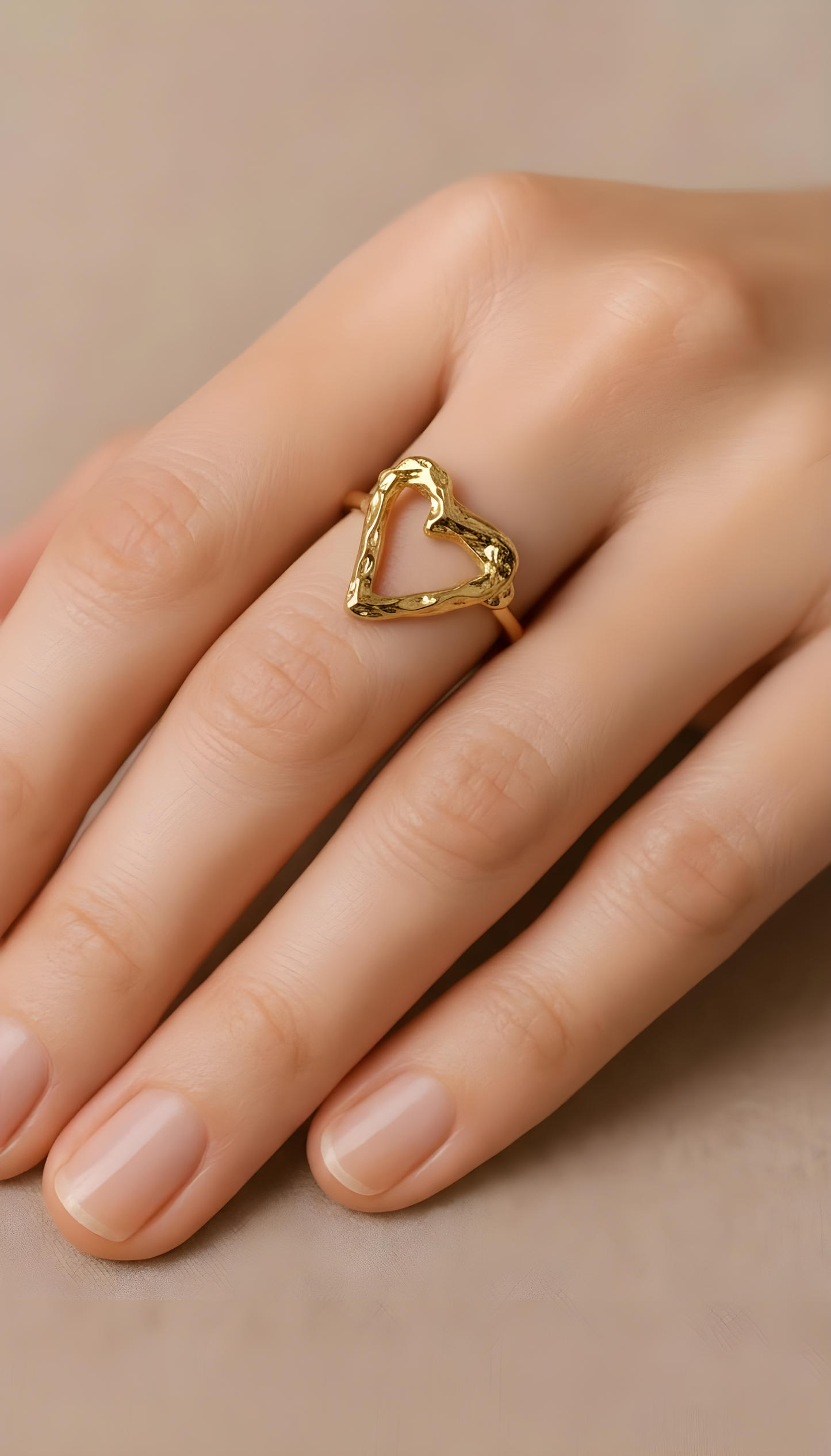 18k Gold plated Golden Love  Heart adjustable ring Item#NH42521633 $20