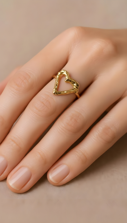 18k Gold plated Golden Love  Heart adjustable ring Item#NH42521633 $20