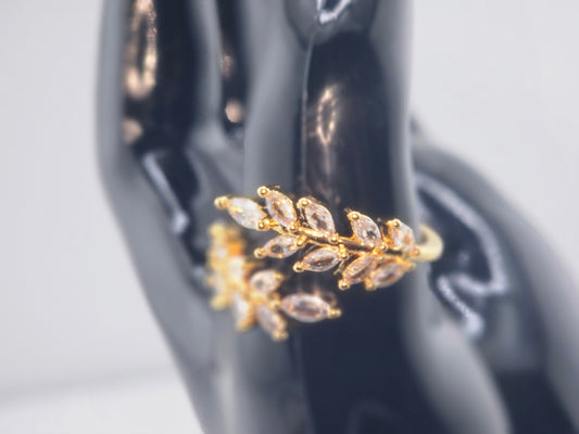 Open ring for women Elegant wreath of success 18k Gold Zircon ring. GLS4900 $22