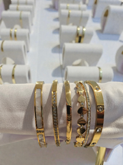 18k Gold Plated titanium bangles with sparkle. Item#H006 $30