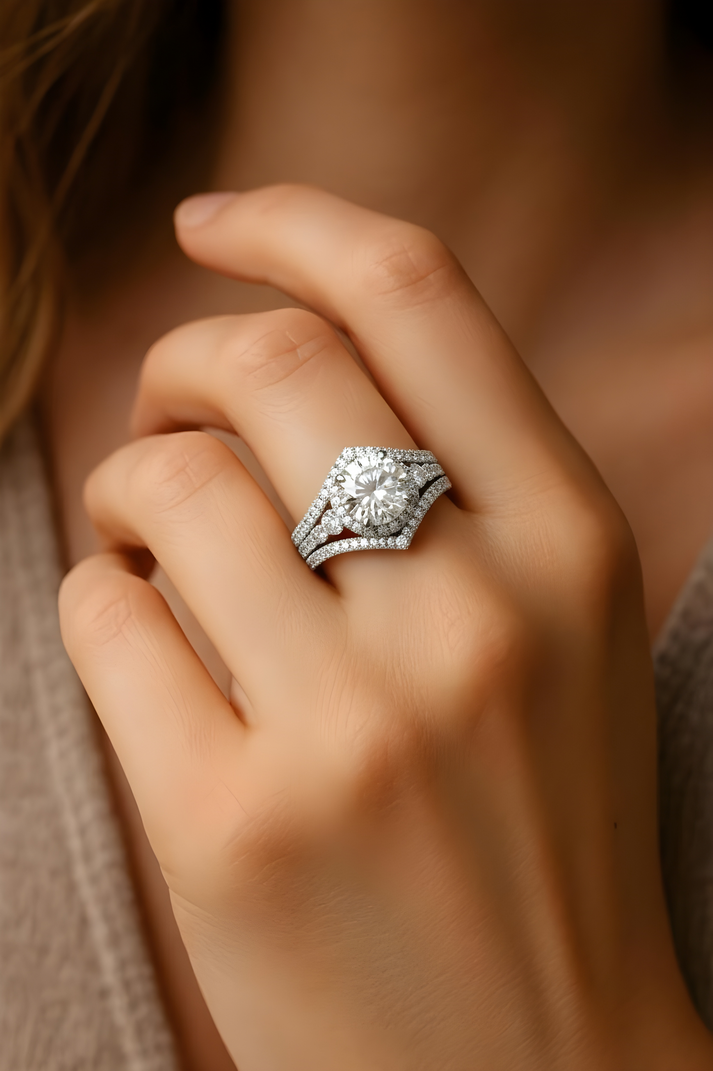 Large 3 CT Marquise 925 Sterling silver Moissanite Couple ring set
