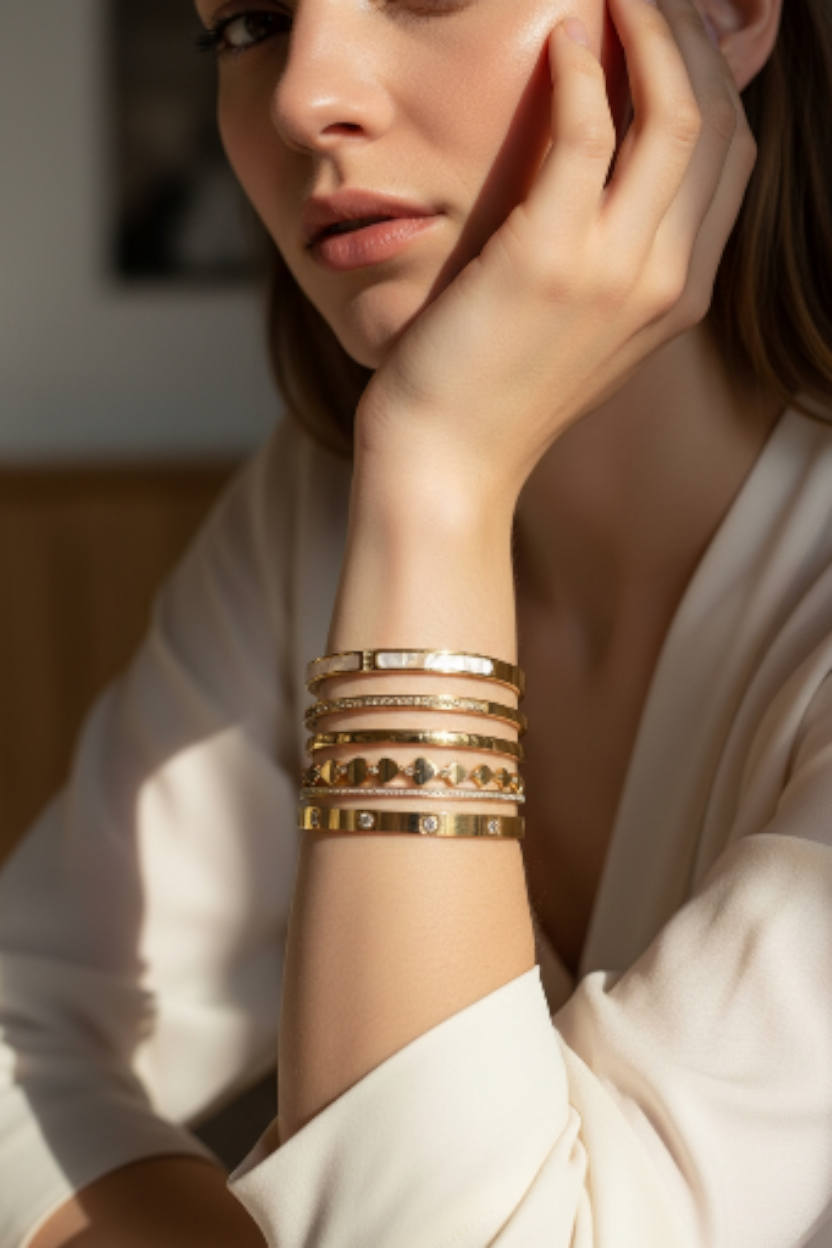 18k Gold plated inlay marble look Item#M002