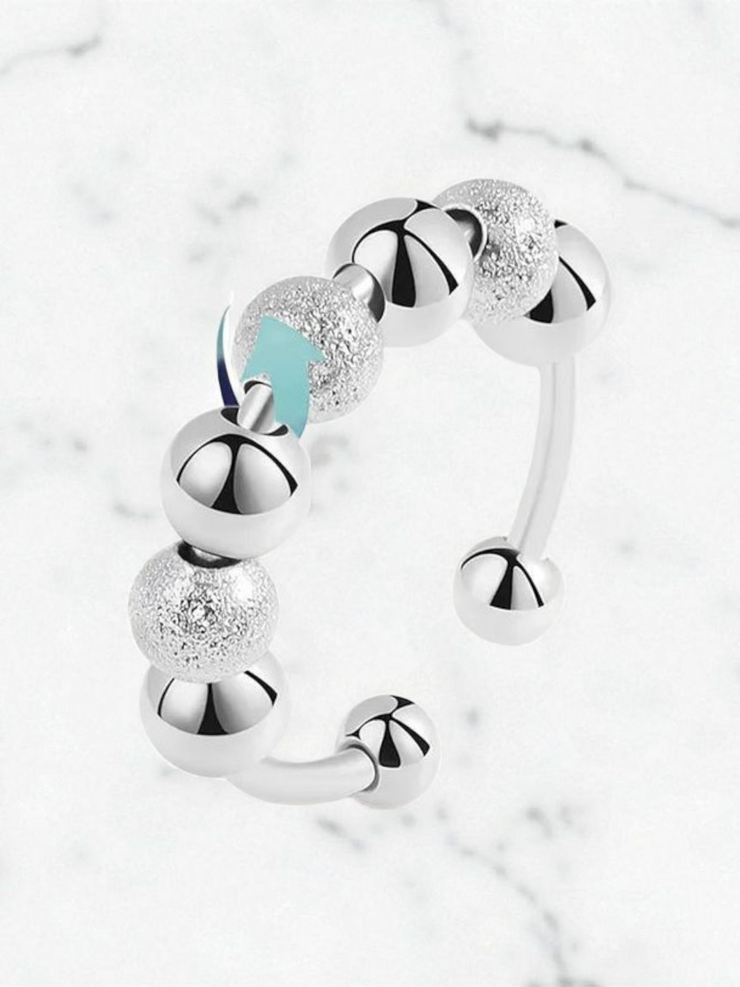 Fidget ring -White Gold Color Item#Aj041  adjustable Opening