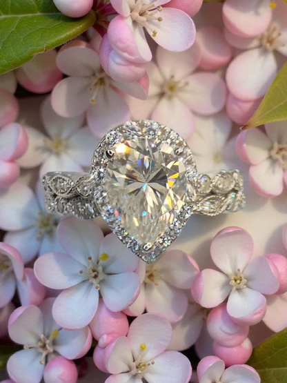Double Stack Moissanite Pear Shape Ring S925 Sterling Silver Item# RGO19557 $199.00