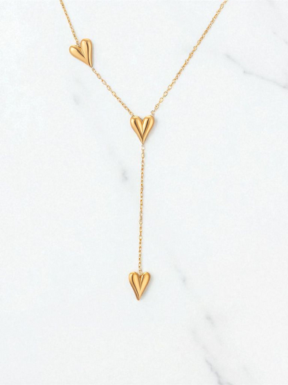 "Hearts" Necklace, 18K Gold Plated Steel Item# 90331-0