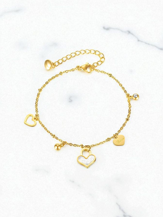 "Hearts" Bracelet, 18K Gold Plated Steel Item#  87316-0